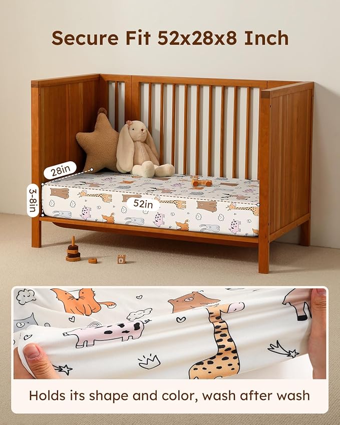 Baby Crib Sheets for Boys Girls, Breathable Soft Microfiber Baby Sheet Blue & - Image 3