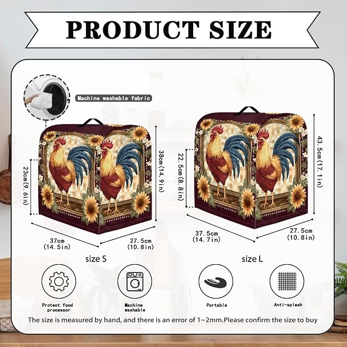 Rooster Sunflower Mixer Covers Washable Stand Mixer Dust Covers Fit Kitchen Aid - Image 6
