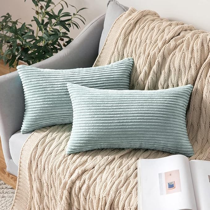 MIULEE Pack of 2 Corduroy Pillow Covers 12 x 20 Inch Lumbar Throw Pillow Covers by MIULEE