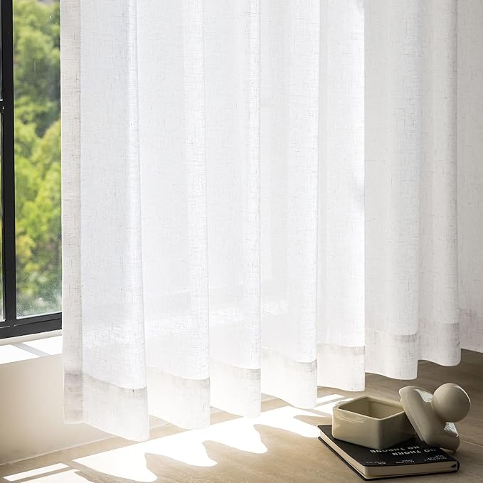 jinchan Linen Curtains 50W x 84L Inch Off White - Image 8