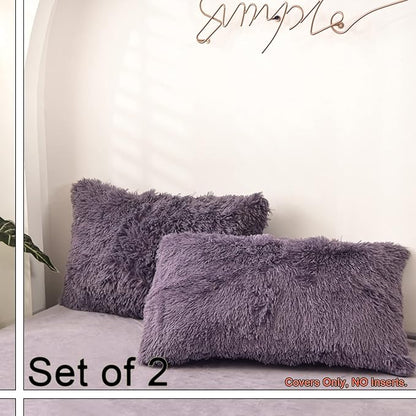 MorroMorn Decorative Pillows Covers, 2 Packs Faux Fur Pillow Cases, Luxury - Image 3