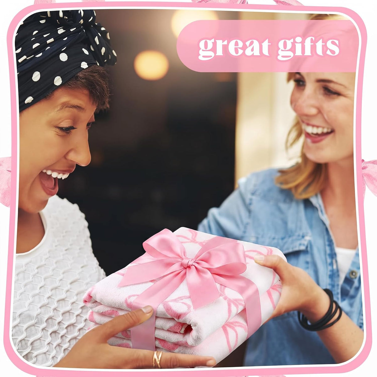 pink bow towel, 28 x 55 in 100%, package contents