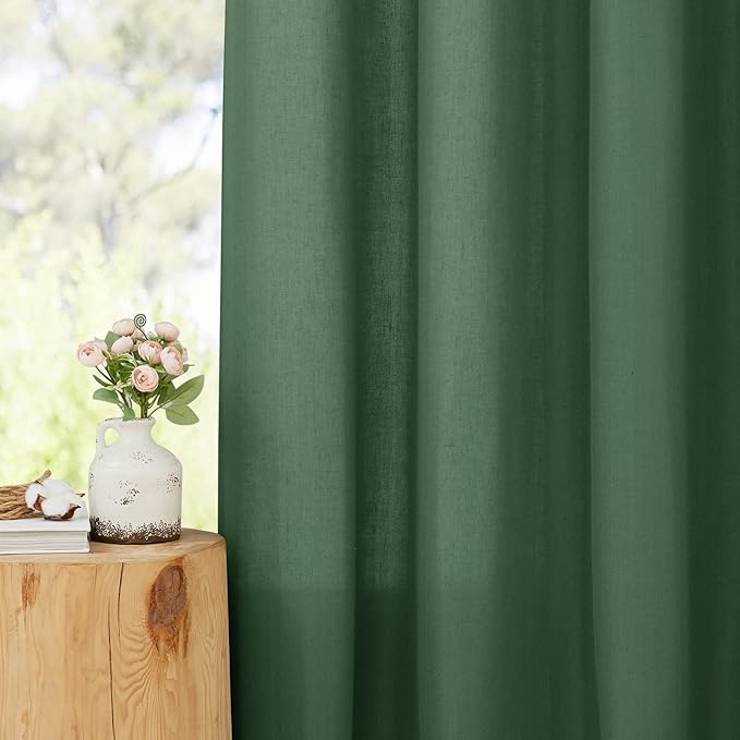 NICETOWN Olive Green Thick Linen Curtains 72" Length, Grommet Privacy Window - Image 7