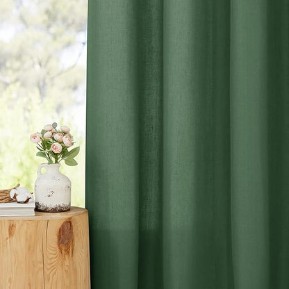 NICETOWN Olive Green Thick Linen Curtains 72" Length, Grommet Privacy Window - Image 7