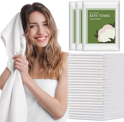 Disposable Bath Towels, 25 Pack 55" x 27.5" Ultra-Soft and Quick Dry Bath Towel by rngwaper