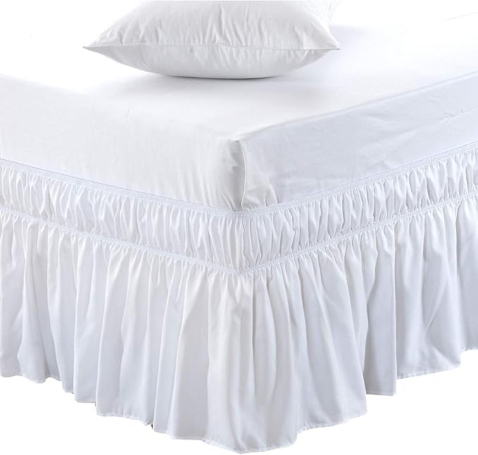 MEILA Wrap Around Bed Skirt Three Fabric Sides Elastic Dust Ruffled 16 Inch by MEILA