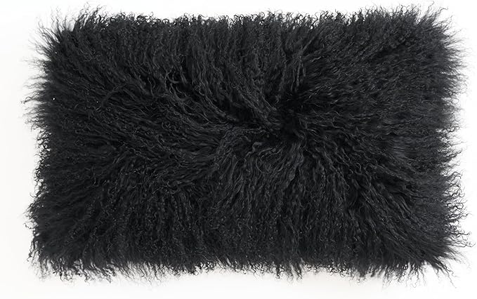 Genuine Mongolian Lamb Fur Pillow Cover – 12"x20" Rectangular Cushion Case – by Custom