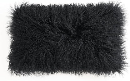 Genuine Mongolian Lamb Fur Pillow Cover – 12"x20" Rectangular Cushion Case – by Custom