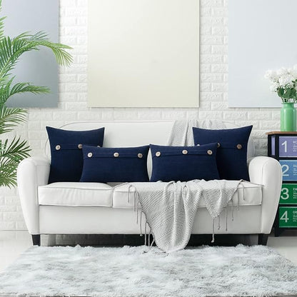 HWY 50 Navy Blue Chenille Throw Pillow Covers 18x18 Inch - Image 6