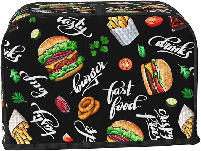 Funny Hamburger Fast Food 2 Slice Toaster Cover, Waterproof Toaster Dust Cover - Image 3