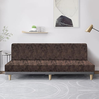 molasofa Leather Like Stretch Futon Slipcover Armless Futon Bed Sofa Cover - Image 3