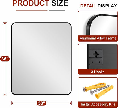bathroom vanity black mirror for over sink, 36" shown in use