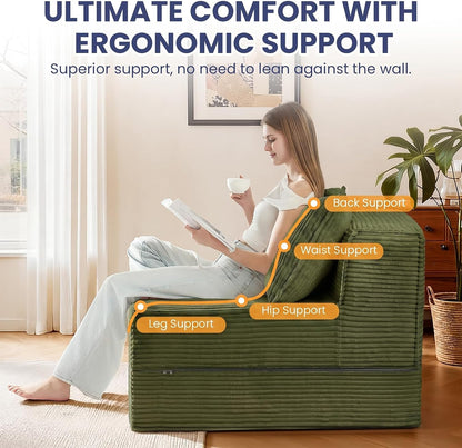 erament folding sofa bed, 8" convertible sleeper sofa showing dimensions