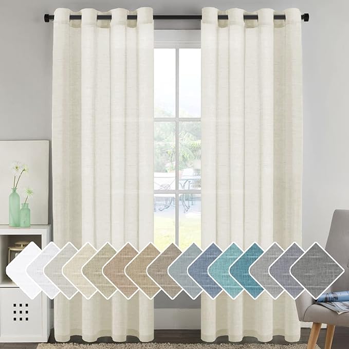 H.VERSAILTEX Elegant Natural Linen Curtain Panels Energy Efficient Semi by HVERSAILTEX