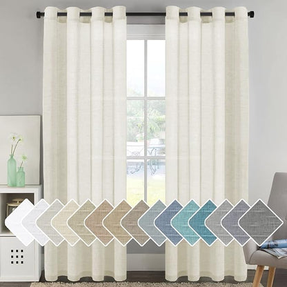 H.VERSAILTEX Elegant Natural Linen Curtain Panels Energy Efficient Semi by HVERSAILTEX