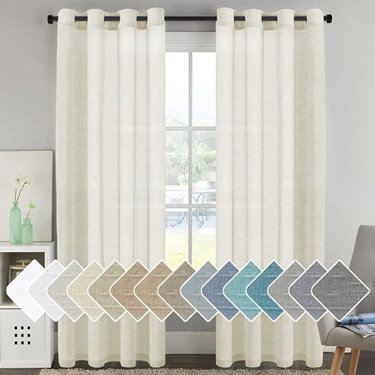 H.VERSAILTEX Elegant Natural Linen Curtain Panels Energy Efficient Semi by HVERSAILTEX