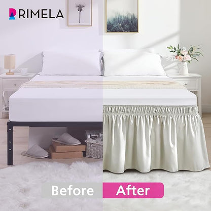 RIMELA Light Grey Bed Skirt King Size 18 Inch Drop, Wrap Around Elastic Bedskirt - Image 3