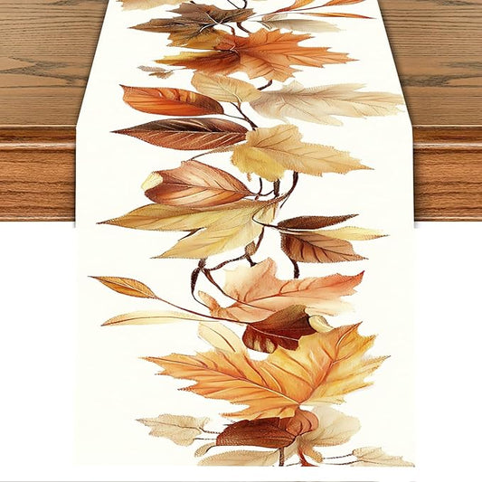 Autumn Leaves Table Runner – 13x72 Inch Fall Table Decor by THISFIND