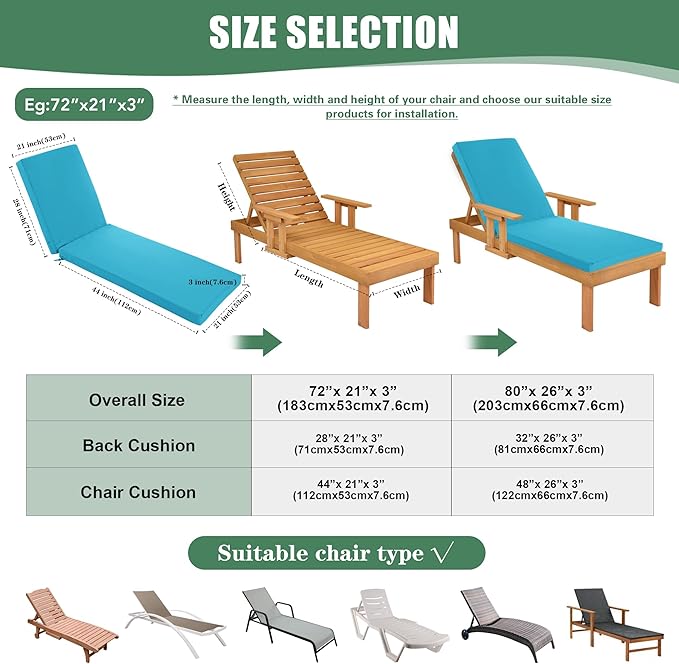 Chaise Lounge Cushions Outdoor Set of 4 - Image 7