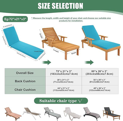 Chaise Lounge Cushions Outdoor Set of 4 - Image 7