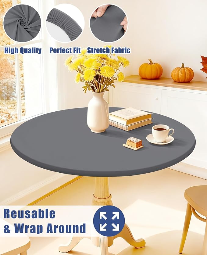 Round Spandex Tablecloth, Elastic Fitted Waterproof Tablecloths - Image 5