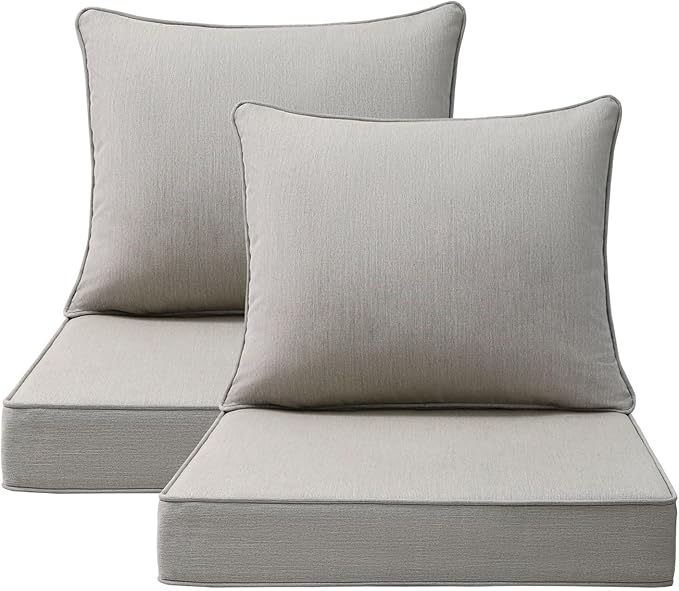 Sunbrella Outdoor Chair Cushions Set, Water-Repellent, Fade Resistant, Deep by Unimatta