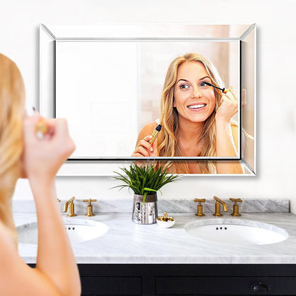 pregaspor wall mirror for bathroom, 24" x 36" shown in use
