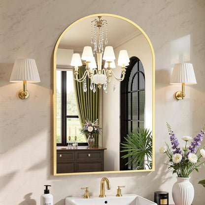 sweetcrispy 24"x 36" arched gold bathroom mirrors for, main product view