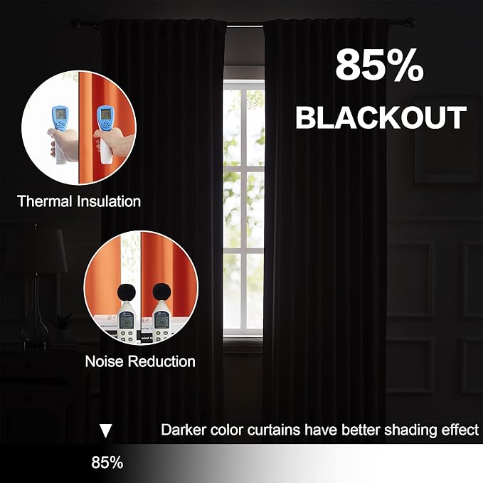 DUALIFE Orange Blackout Curtains 72 Inches Long - Image 6