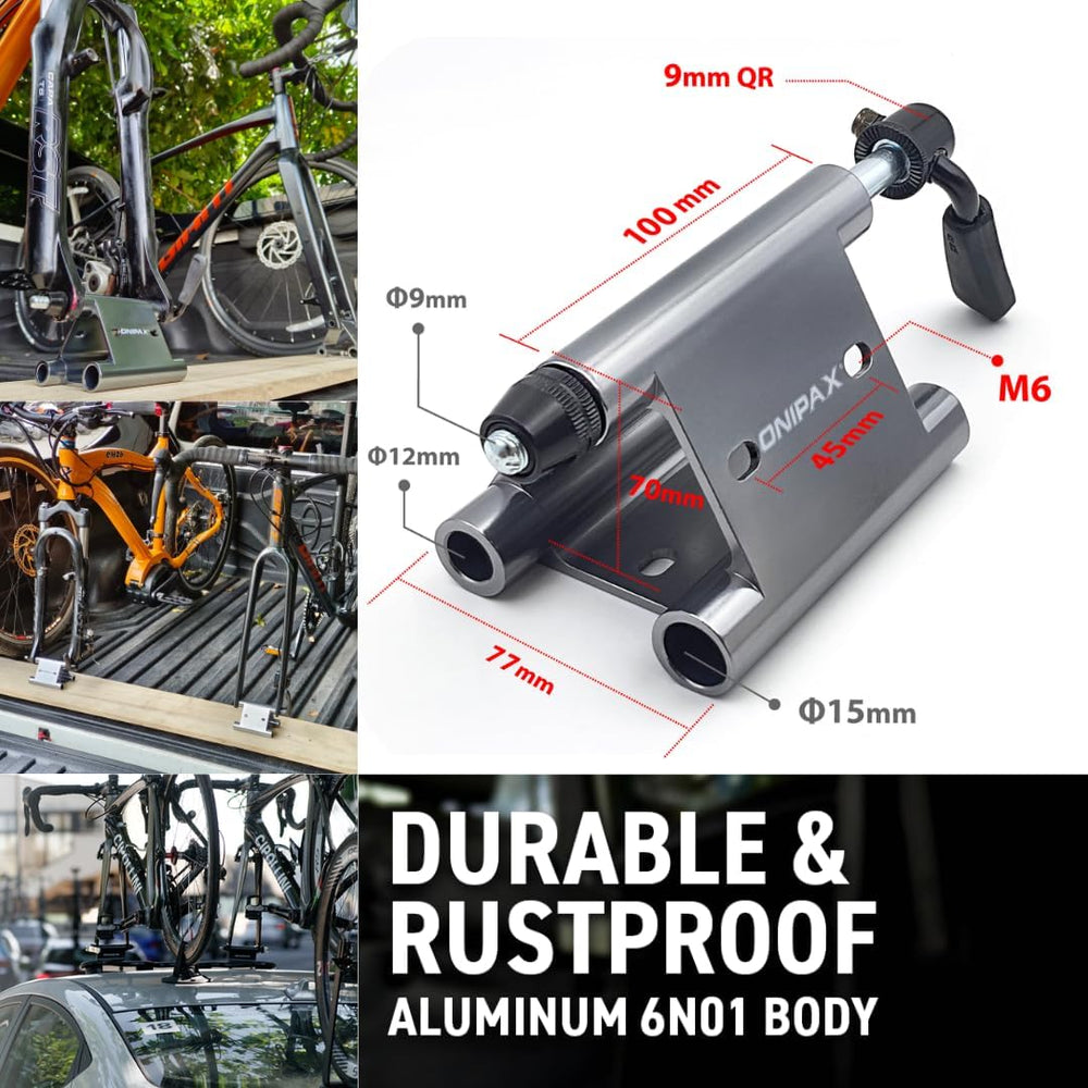 ONIPAX Bike Fork Mount Rack, Truck Bed & Van, 9mm QR/12x100/15x100