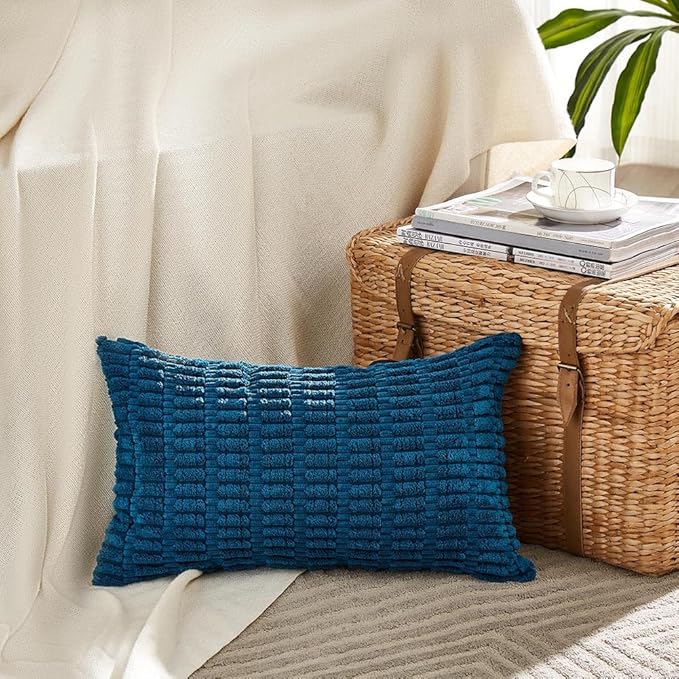 Fancy Homi 4 Packs Teal Lumbar Decorative Throw Pillow Covers 16x24 Inch - Image 2
