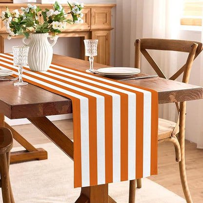 Orange and White Cabana Striped Table Runner Margarita Spritz Birthday Party - Image 2