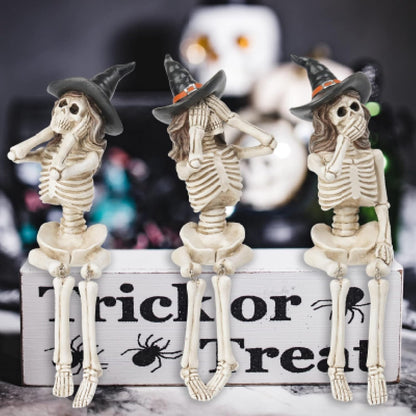 Newman House Studio Halloween-Décorations No-Evil-Skeleton-Figurines