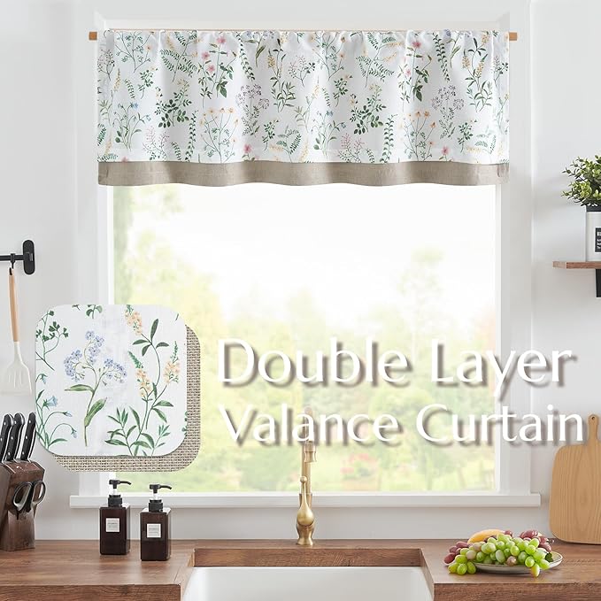 jinchan Linen Double Layer Valance Curtain - Image 2