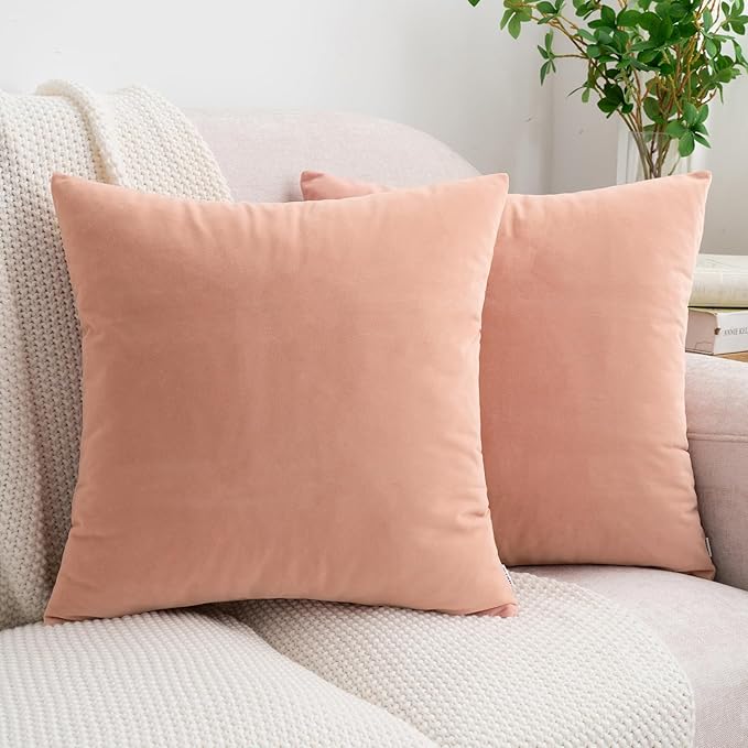HWY 50 Dusty Pink Velvet Throw Pillow Covers 18x18 Inch by HWY50