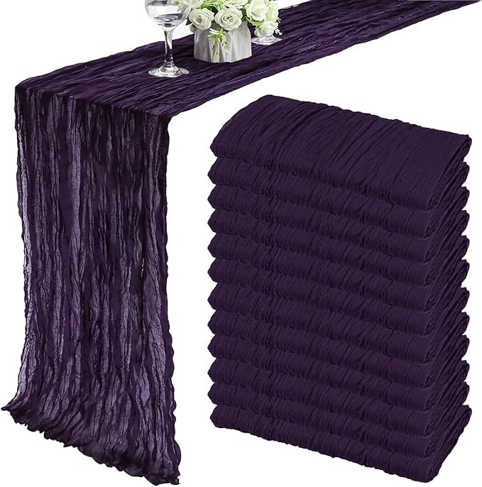 12 Pack 13Ft Cheesecloth Table Runner 35x157 Inch Boho Gauze Table Runner by Fivenl