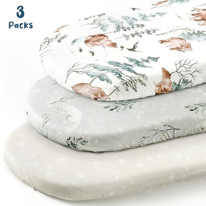 GRSSDER Stretchy Ultra Soft Fitted Bassinet Sheet Set 3 Pack, Universal Fit - Image 2