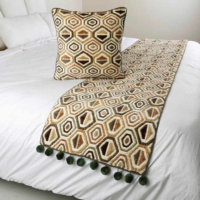 The HomeCentric Beige Bed Runner, CA King Size 86"x18" Decorative Bed Runner - Image 4
