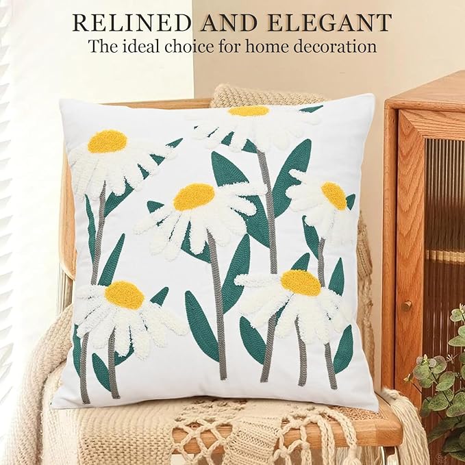 Embroidered Cushion Cover Wild Floral Throw Pillow Cover Jacquard Decorative - Image 3