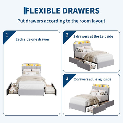 garveehome twin bed frame, platform bed with storage, package contents