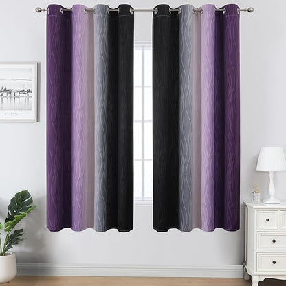 Estelar Textiler Black and Purple Ombre Blackout Curtains - Image 2