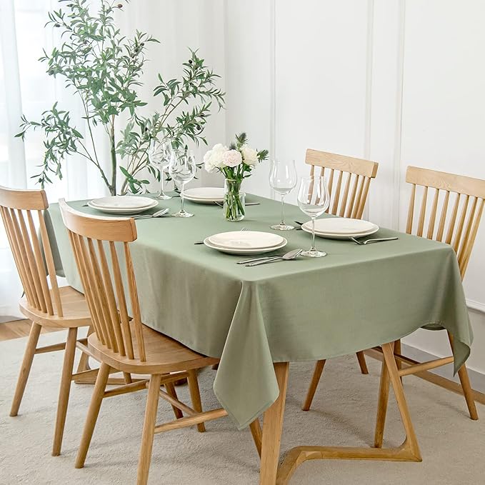 maxmill Faux Linen Texture Tablecloth Stain Resistant Waterproof Wrinkle by maxmill