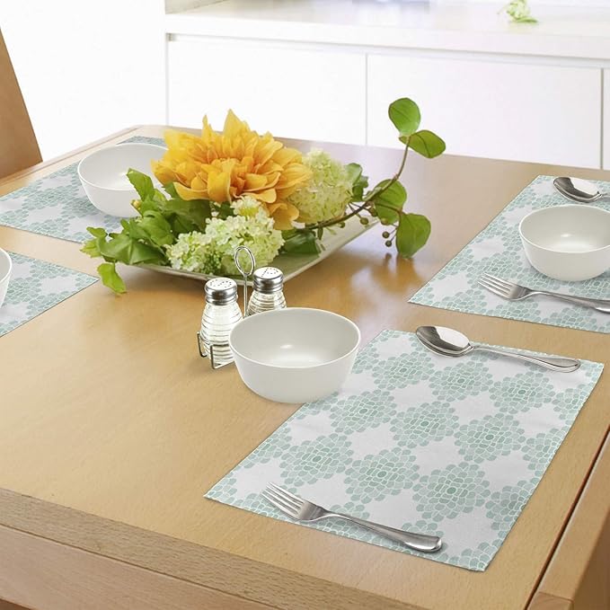 Ambesonne Floral Place Mats Set of 4, Abstract Horizontal Lines Geometric Bold - Image 4