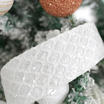 HUIHUANG White Glitter Wired Ribbon - Image 7