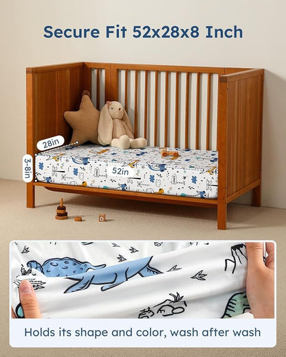Baby Crib Sheets for Boys Girls, Breathable Soft Microfiber Baby Sheet Grey & - Image 3
