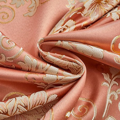 ELKCA Coffee Jacquard Swag Waterfall Valance Luxury Floral Curtain Valance - Image 4