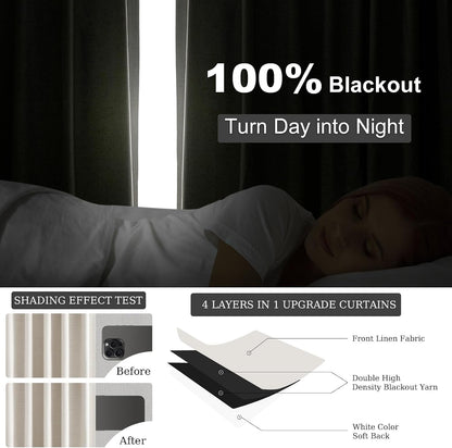 topfinel cream linen blackout curtains 84 inch long, package contents