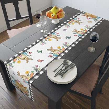 Easter Bunnies Table Runner, Easter Eggs Linen Farmhouse Table Runners - Image 6