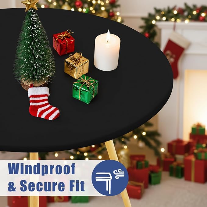 Round Spandex Tablecloth, Elastic Fitted Waterproof Tablecloths - Image 3