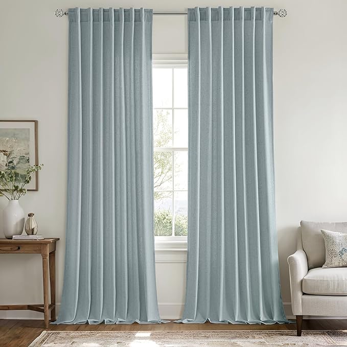 MIULEE Non-See-Through Privacy Linen Curtains 2 Panels, Light Filtering Window - Image 3